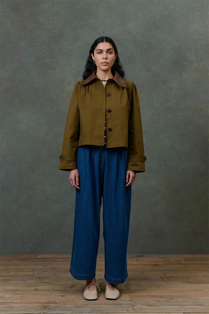 Short Cotton Jacket in Khaki