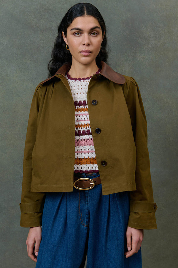 Short Cotton Jacket in Khaki