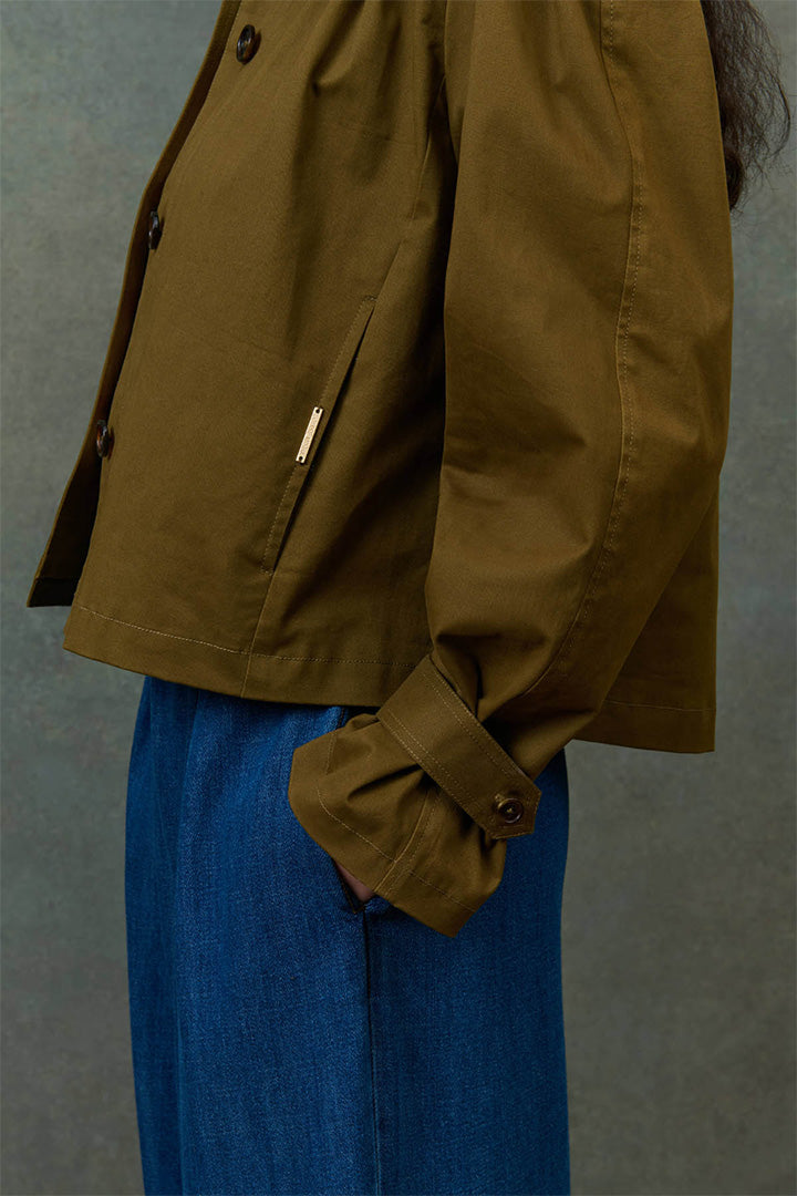 Short Cotton Jacket in Khaki