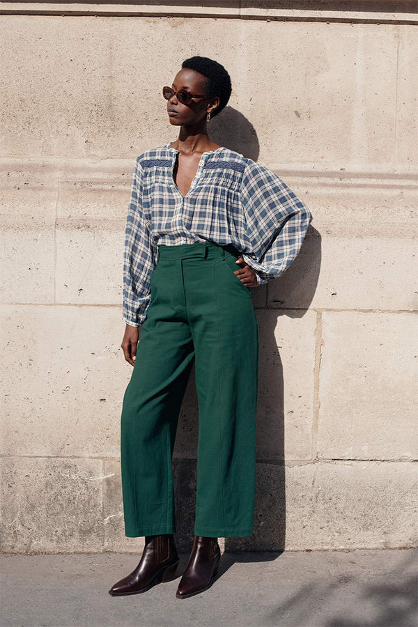 Wide Leg Trousers in Emerald