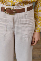 Wide Leg Corduroy Trousers in Cream