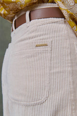 Wide Leg Corduroy Trousers in Cream