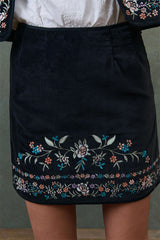 Velvet Embroidered Skirt