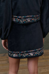 Velvet Embroidered Skirt