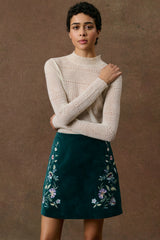 Dora Embroidered Velvet Skirt