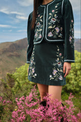 Dora Embroidered Velvet Skirt
