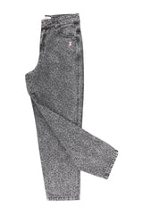 Washed black Denim Trousers in Animal Print