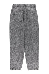 Washed black Denim Trousers in Animal Print