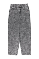 Washed black Denim Trousers in Animal Print