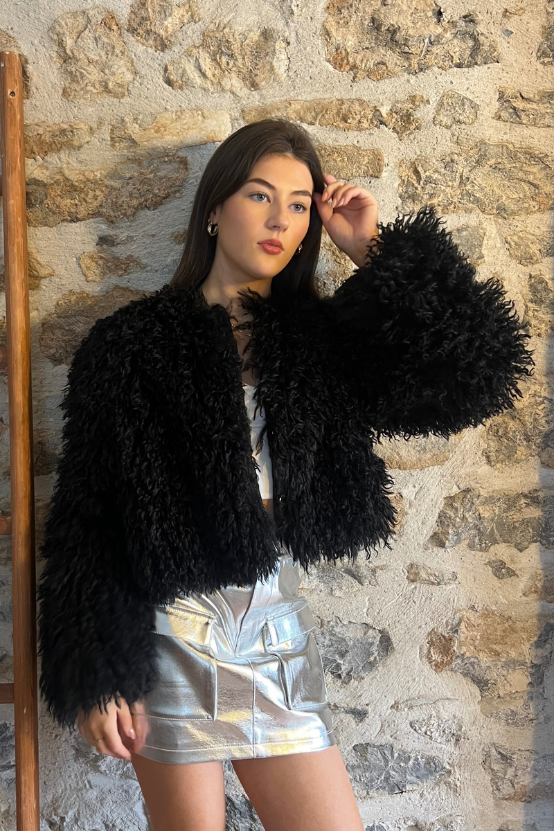 Short Fur Jacket In Black