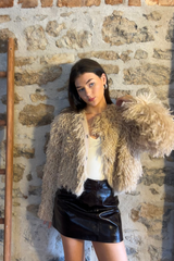 Short Fur Jacket In Ecru