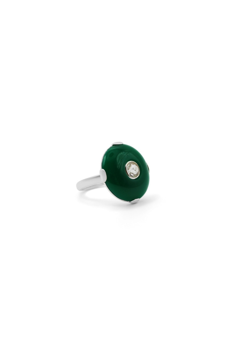 Celt Ring Green Silver