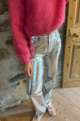 Metallic Trouser In Silver