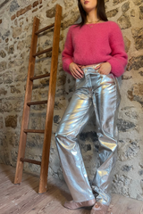 Metallic Trouser In Silver