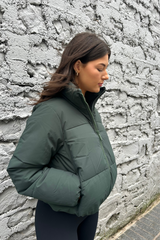 Short Puff Jacket In Dark Green