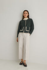 Blanket Stich Cardigan in Dark Grey