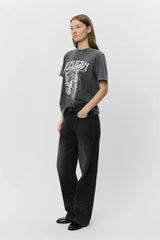 'Fresh' Slogan Tee in Washed Black