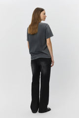 'Fresh' Slogan Tee in Washed Black