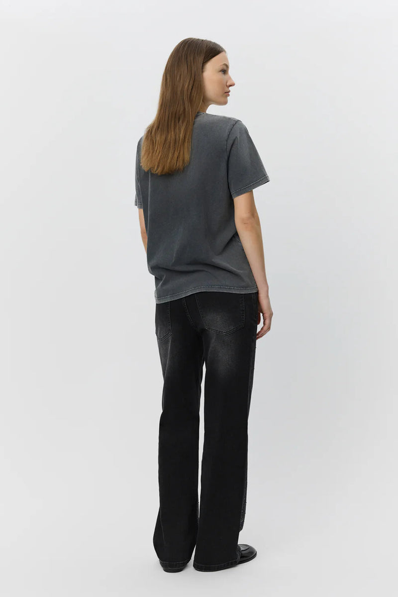 'Fresh' Slogan Tee in Washed Black
