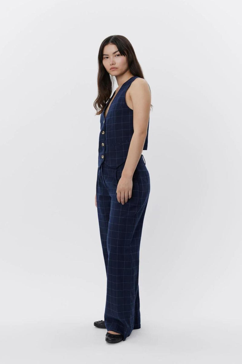 Navy Check Trouser