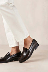 Rivet Leather Loafers in Black