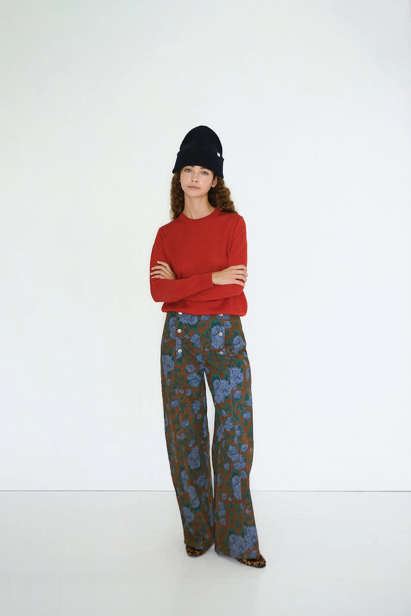 Roses Buttons Cutlines Trousers