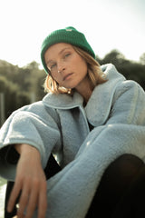 Short Faux Fur Reversible Coat in Blue