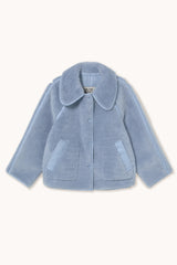 Short Faux Fur Reversible Coat in Blue