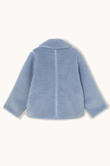 Short Faux Fur Reversible Coat in Blue