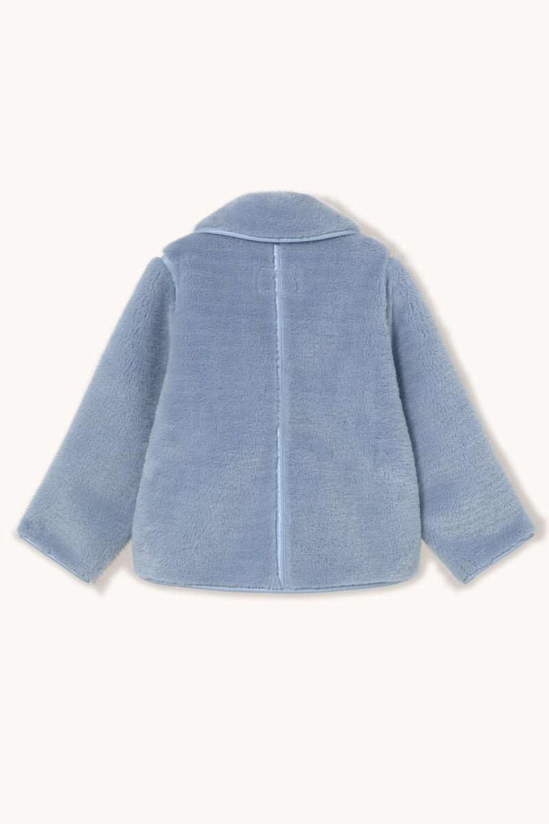 Short Faux Fur Reversible Coat in Blue