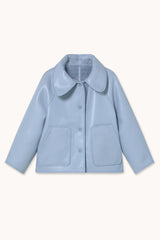 Short Faux Fur Reversible Coat in Blue