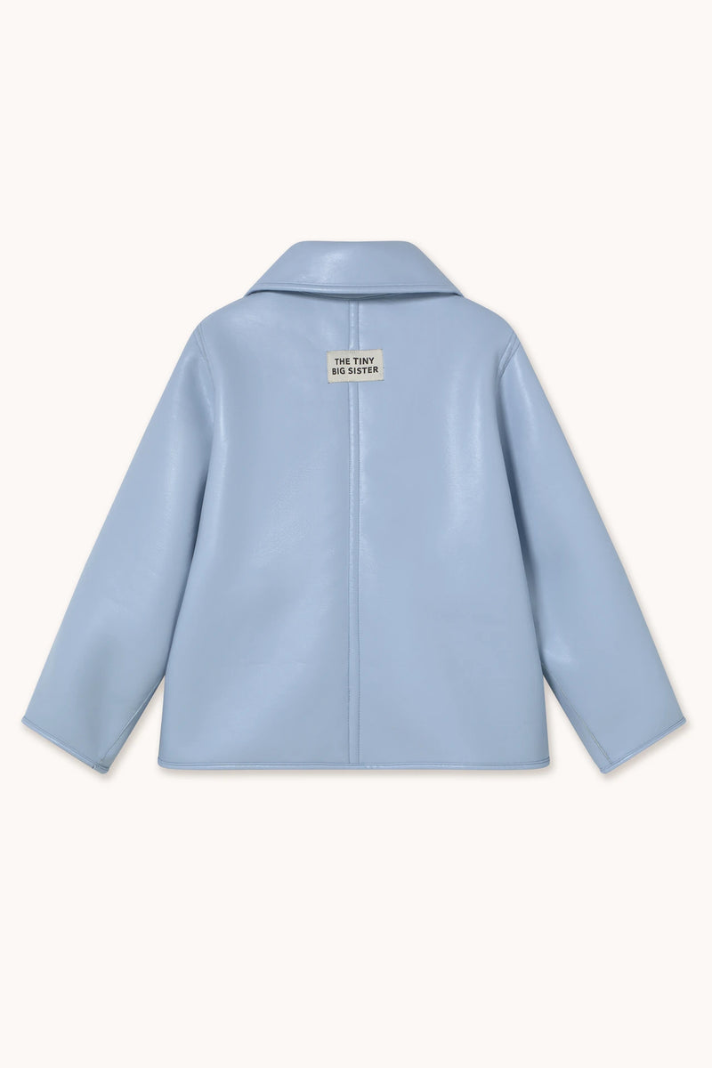 Short Faux Fur Reversible Coat in Blue