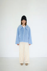 Short Faux Fur Reversible Coat in Blue