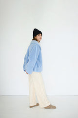 Short Faux Fur Reversible Coat in Blue