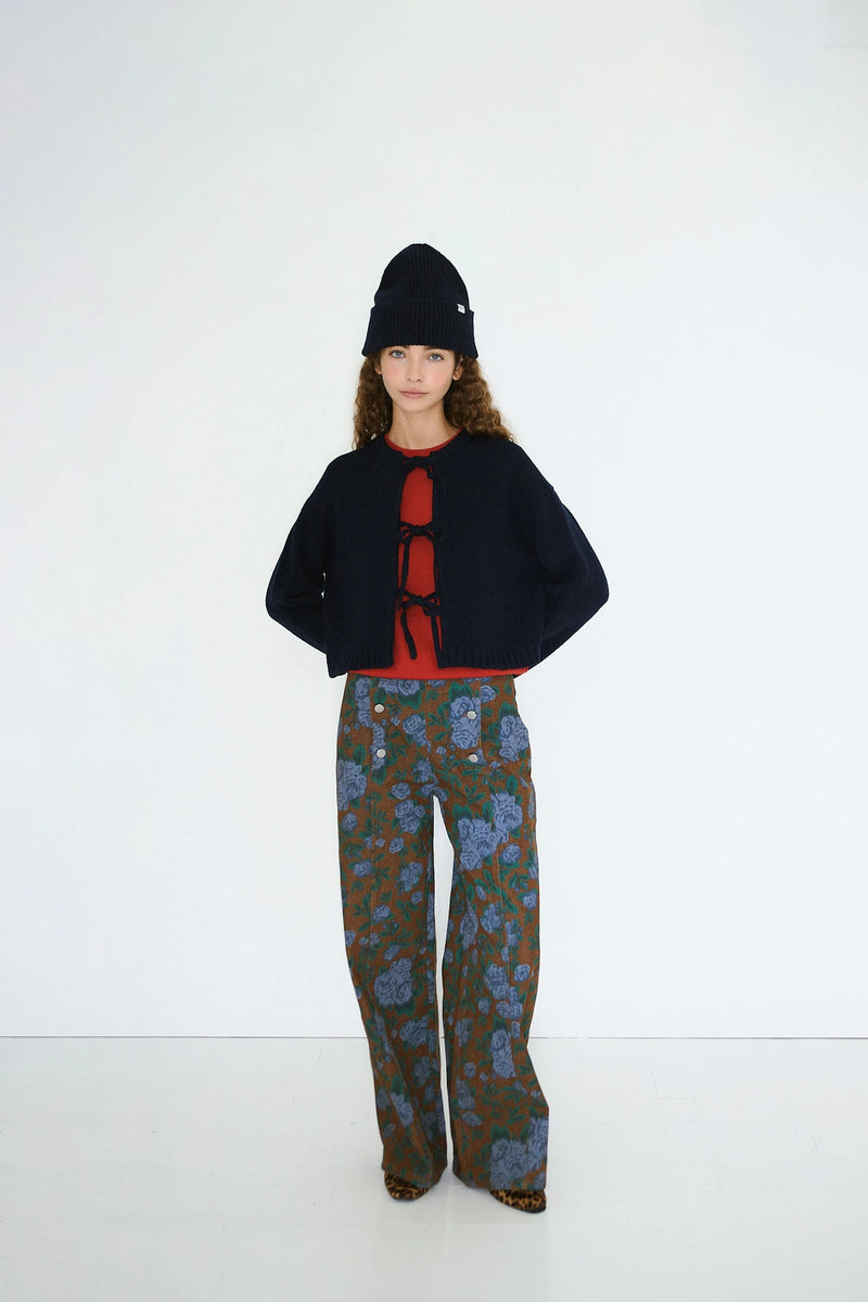 Tie Detail Cardigan in Blue