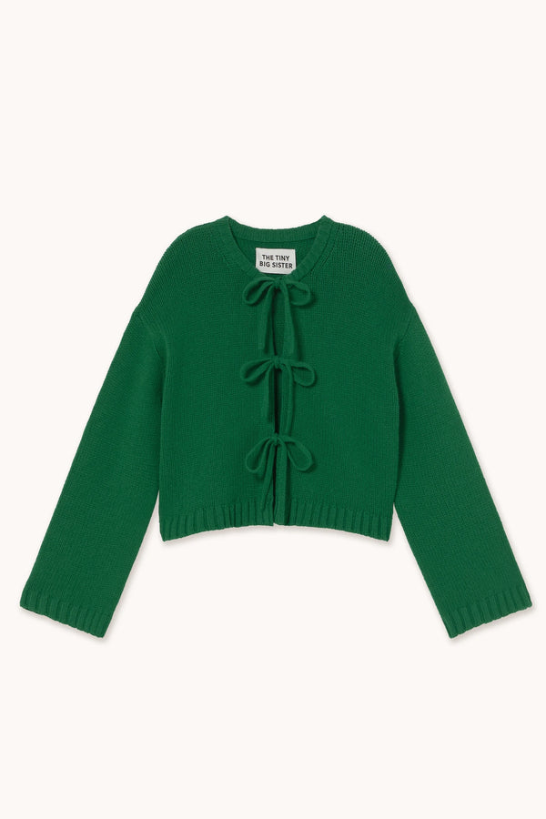 Tie Detail Cardigan in Green