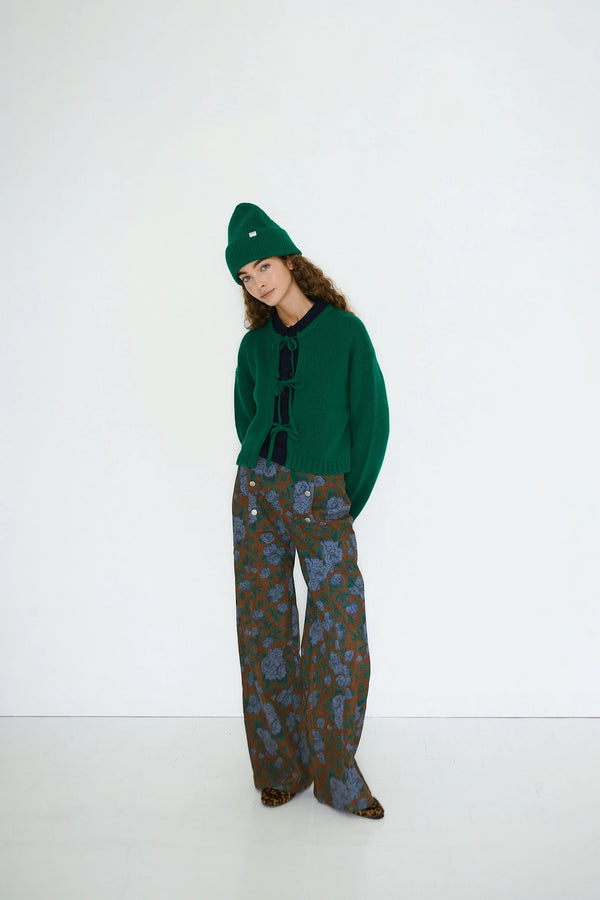 Tie Detail Cardigan in Green