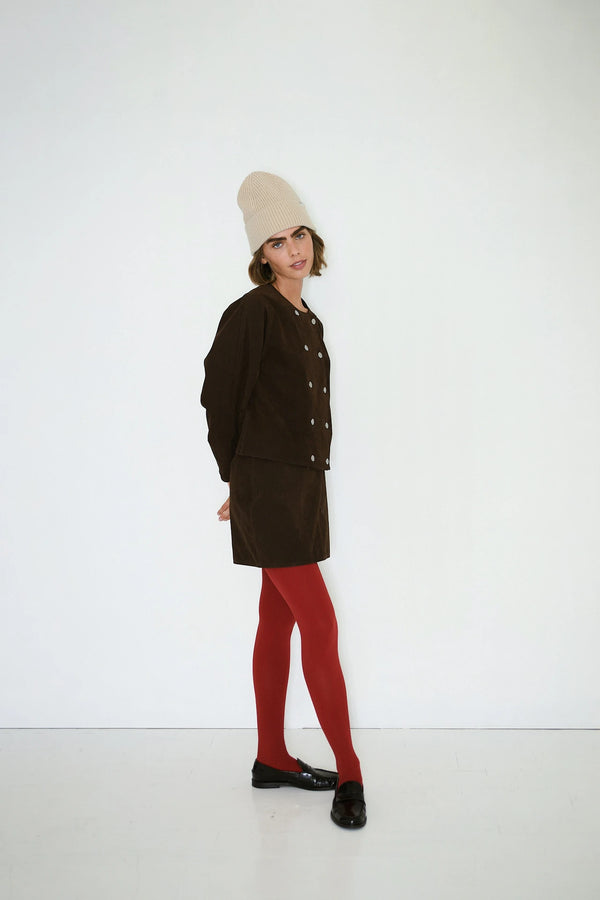 Faux Suade Jacket in Brown
