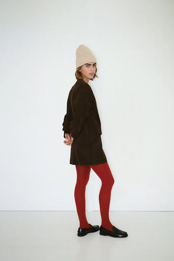 Faux Suade Jacket in Brown
