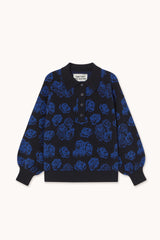 Rose Polo Knit Sweater in Navy