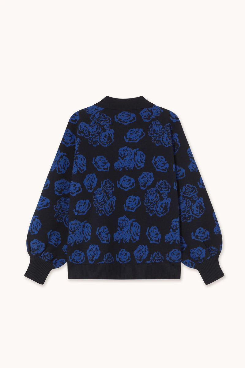 Rose Polo Knit Sweater in Navy