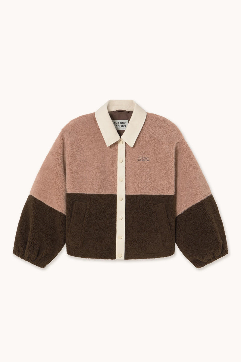 Color Blocked Sherpa Jacket in Soft Pink
