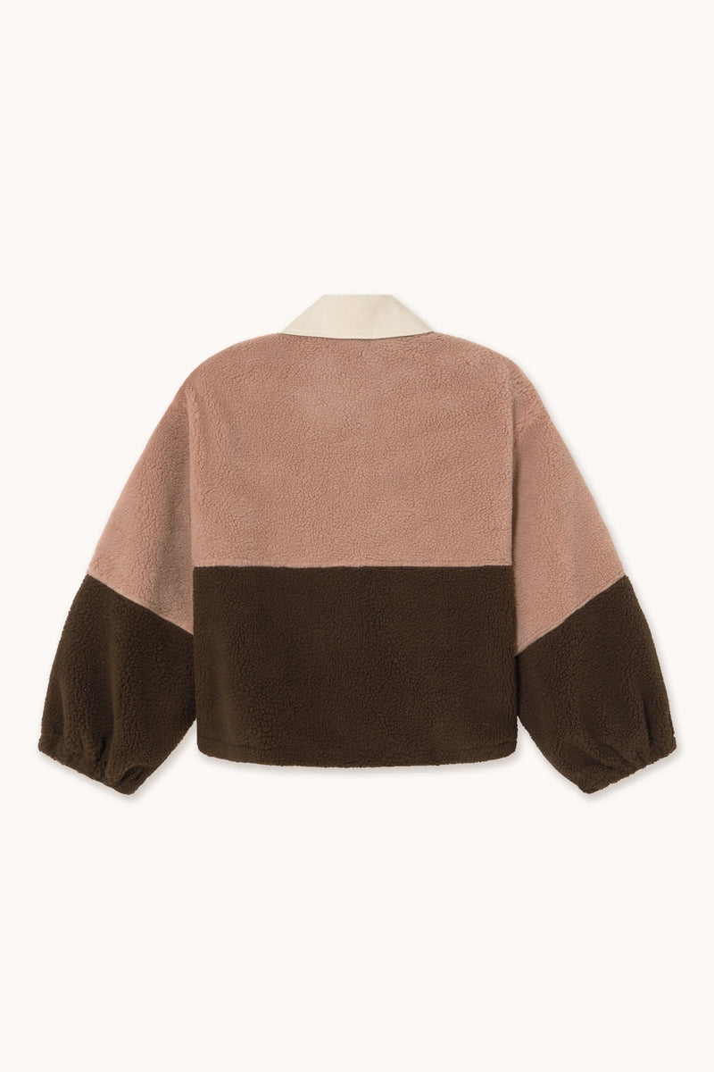 Color Blocked Sherpa Jacket in Soft Pink