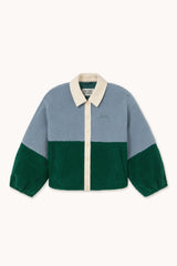 Color Blocked Sherpa Jacket in Blue & Green