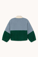Color Blocked Sherpa Jacket in Blue & Green