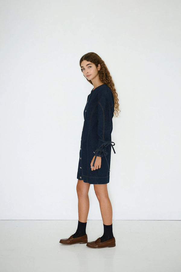 Lace Denim Mini Dress