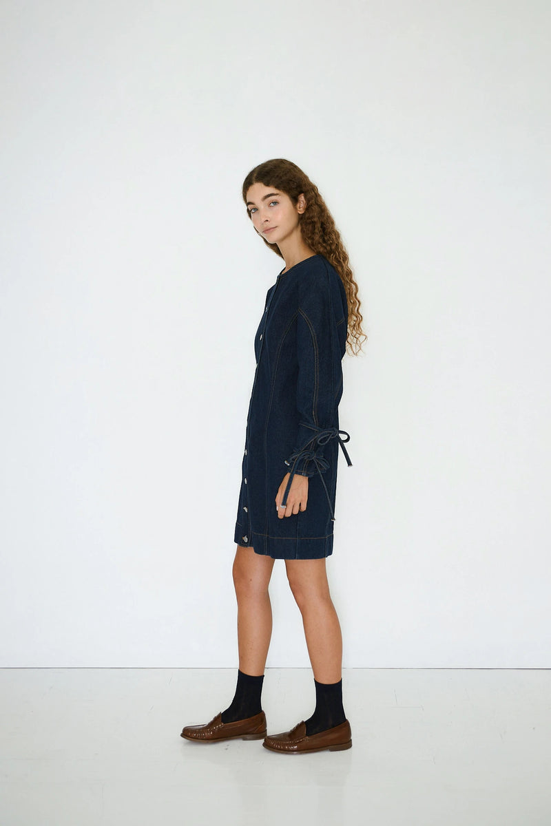 Lace Denim Mini Dress