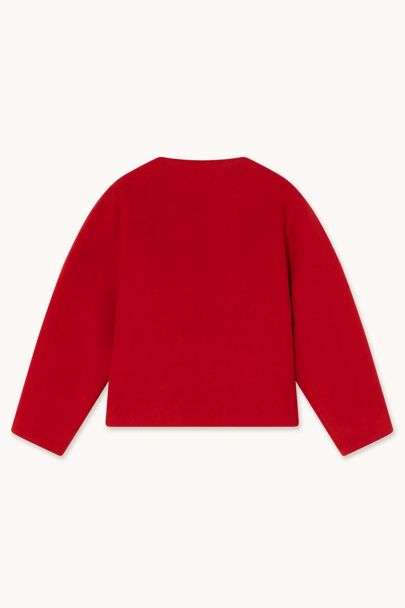 Buttoned Wool Jacket in Red