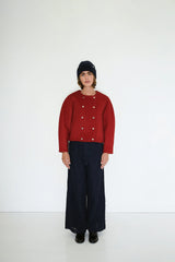 Buttoned Wool Jacket in Red