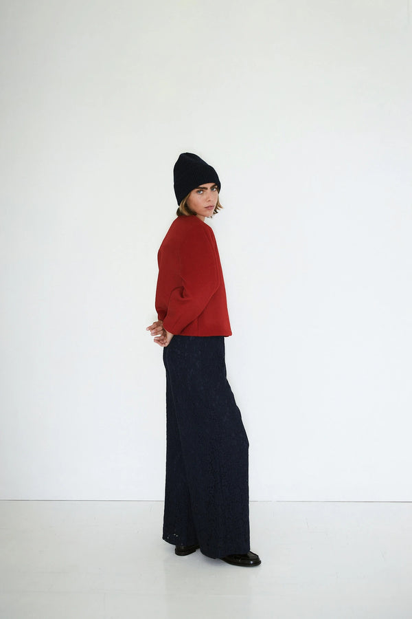 Buttoned Wool Jacket in Red